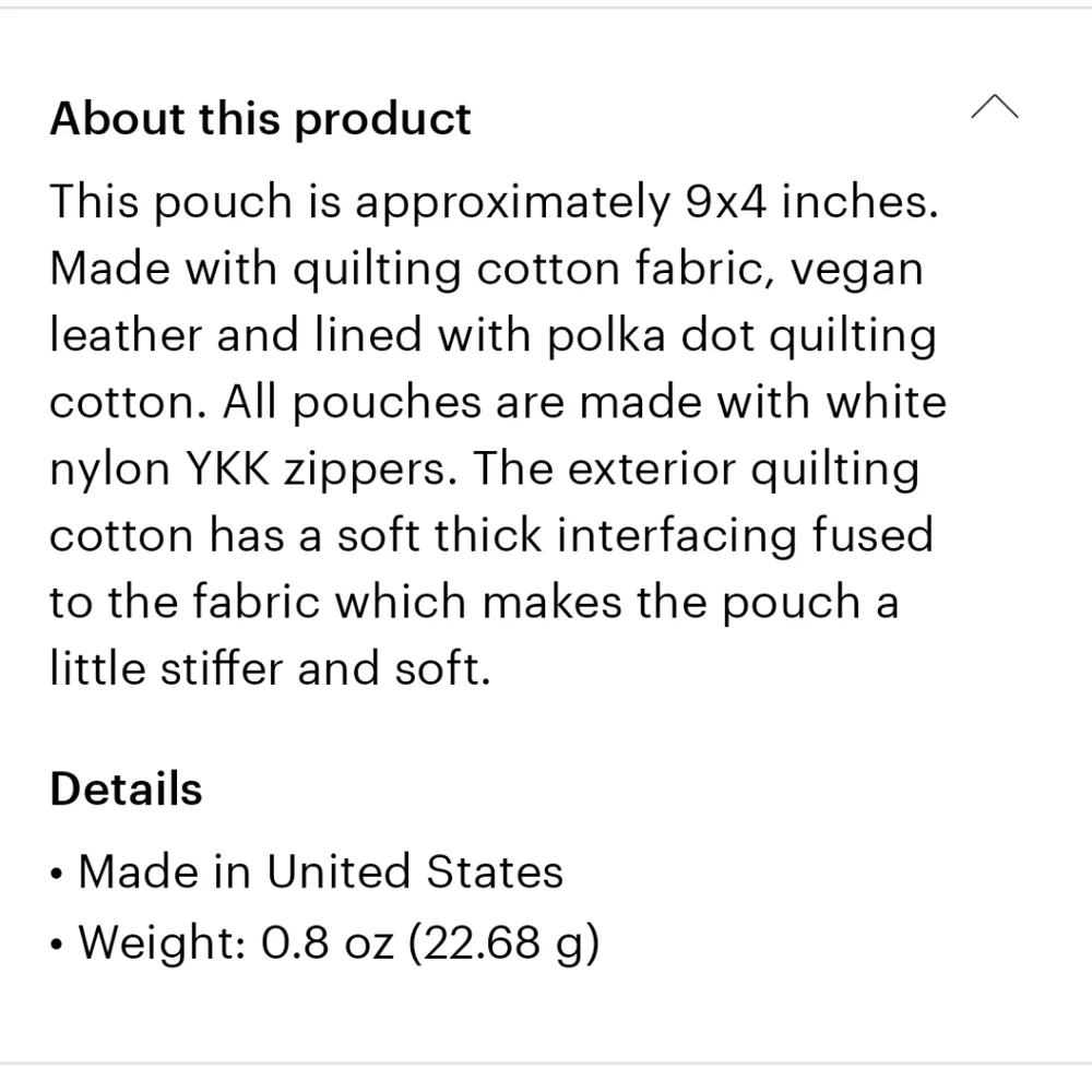 Handmade by Mangham zipper pouch